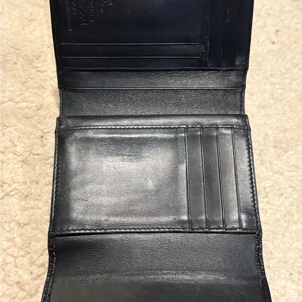 RARE Vivienne Westwood Dark Blue/Navy Genuine Patent Leather Trifold Wallet - Picture 7 of 10